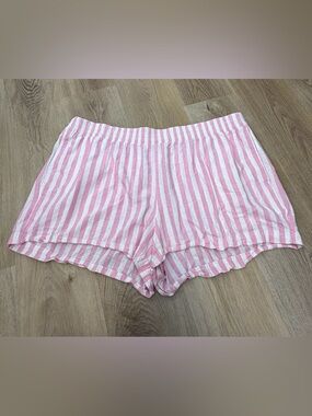 Old Navy Pink & White Striped Linen Lounge Shorts